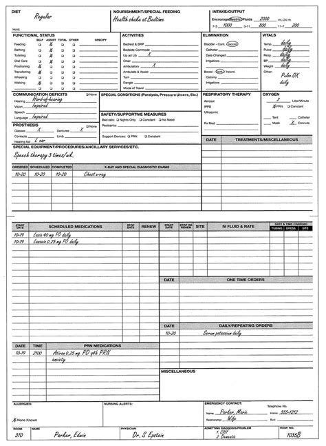 nursing kardex examples